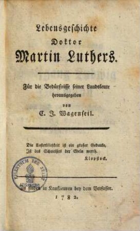 Lebensgeschichte Doktor Martin Luthers