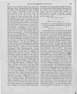 Wette, W. M. L.: Das Wesen des christlichen Glaubens vom Standpunkte des Glaubens dargestellt. Basel: Schweighäuser 1846 (Beschluss von Nr. 73)