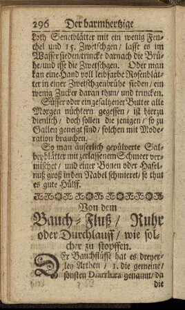Von dem Bauch-Fluß/ Ruhr oder Durchlauff/ wie solcher zu stopffen.