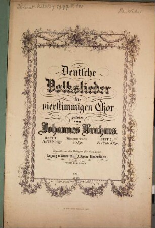 Deutsche Volkslieder : für 4stg. Chor gesetzt, 2. 19 S. + 4 St.