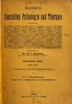 Handbuch der speciellen Pathologie und Therapie, 13,2