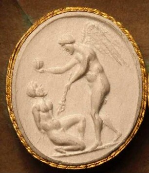 Cupido verbrennt einen Sterblichen (Daktyliothek, Das Alterthum nach Lippert und Visconti)