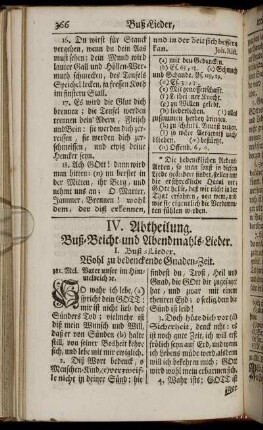 IV. Abtheilung. Buß-Beicht- und Abendmahls-Lieder.