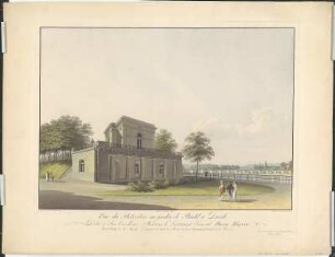 Ansicht des Belvedére, Umrißradierung, 1830 : Hammer, Christian Gottlob : Vue du Belvedére au jardin de Bruhl à Dresde : dedie à Son Excellence Monsieur le Lieutenant General Prince Repnin / C. G. Hammer delineavit et sculpsit. C. F. Schuricht ... exstruxit. - Dresde : Rittner , 1830. - 1 Kunstblatt : color. Umrißradierung , 63 x 45 cm