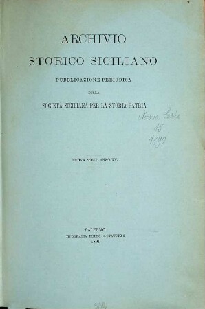 Archivio storico siciliano. 15. 1890
