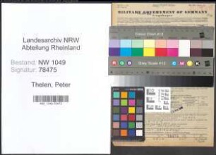 Entnazifizierung Peter Thelen , geb. 17.06.1896 (Arbeitsvermittler)
