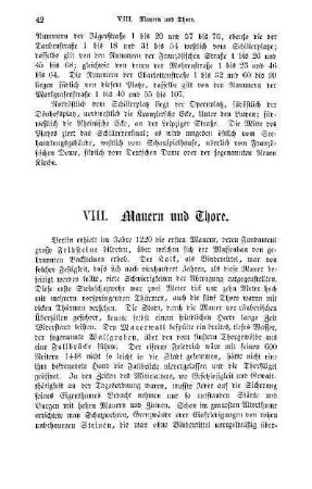 VIII. Mauern und Thore