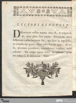 Lectori Benevolo.