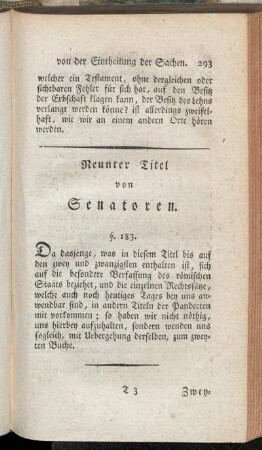 Neunter Titel von Senatoren.