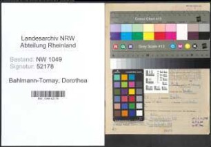 Entnazifizierung Dorothea Bahlmann-Tornay , geb. 21.12.1893 (Musikerin)