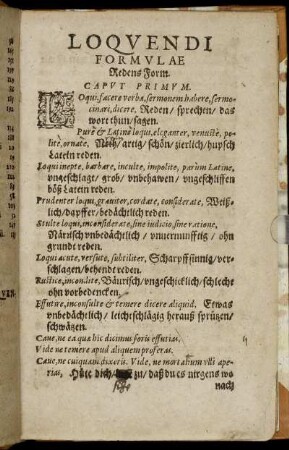 Caput Primum. Loquendi. Formulæ Redens Form. - Caput 10. Affirmandi. Bezeugungs/ befestigungs Form.