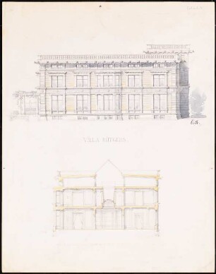 Villa Rütgers, Berlin-Tiergarten Projekt 4: Ansicht, Schnitt