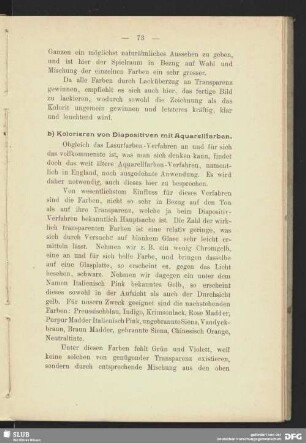 b) Kolorieren von Diapositiven mit Aquarellfarben