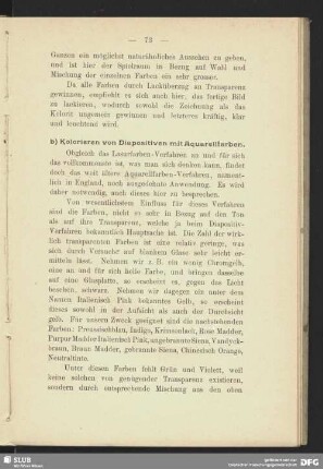 b) Kolorieren von Diapositiven mit Aquarellfarben