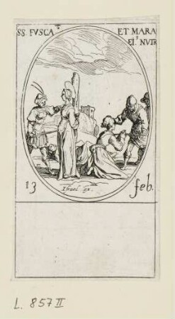 Feburar - Heilige Maura und Heilige Fusca, Blatt 13 der Folge "Les images de tous les saincts et saintes de l'année"