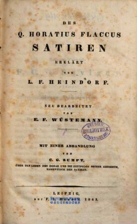 Des Q. Horatius Flaccus Satiren