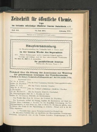 Heft XII. 30. Juni 1910. Jahrgang XVI.