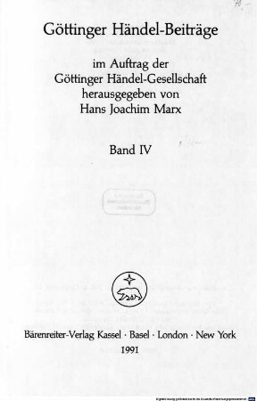 Göttinger Händel-Beiträge, 4 (1991)