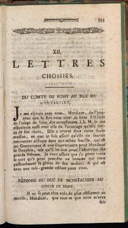 [XIII.] Lettres Choisies.