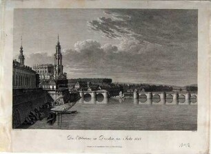 Die Elbbrücke zu Dresden im Jahr 1813