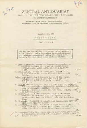 Nr. 833: Orientalia Teil 2: L-Z