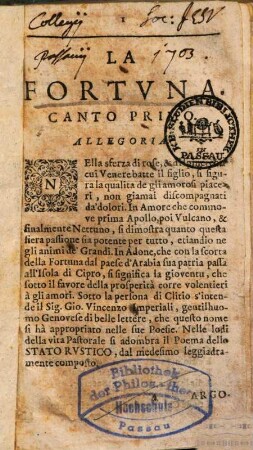 L' Adone : Poema. 1. (1651). - [10], 660 S.