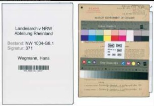 Entnazifizierung Hans Wegmann , geb. 26.05.1899 (Kostrukteur)