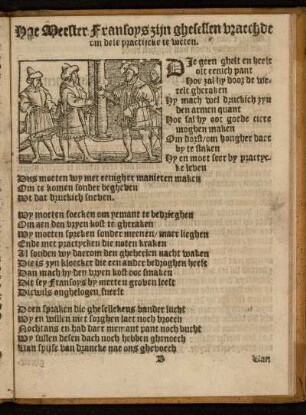 Hoe Meester Fransoys zijn ghesellen bracechde om dete practijcke te weten