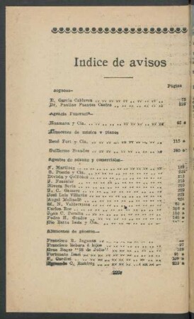 Índice de avisos