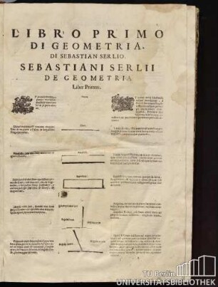 Libro primo di geometria di Sebastian Serlio. Sebastiani Serlii de geometria. Liber Primus.