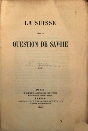 La Suisse dans la question de Savoie