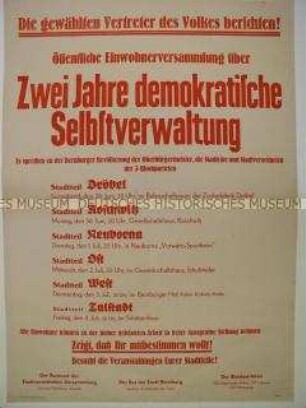 Maueranschlag mit Ankündigung einer Einwohnerversammlung in Bernburg