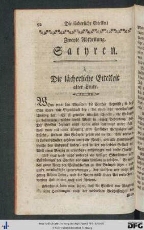 Zweyte Abtheilung. Satyren.
