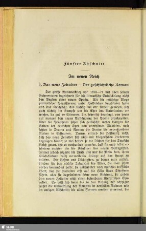 Fünfter Abschnitt: Im neuen Reich