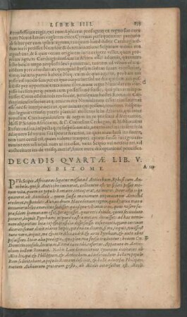Decadis Quartae Lib. V. Epitome.
