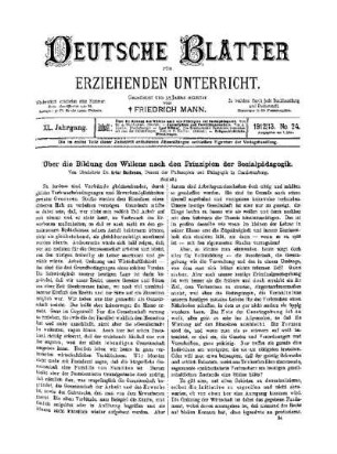 Über die Bildung des Willens nach den Prinzipien der Sozialpädagogik : (Schluß)
