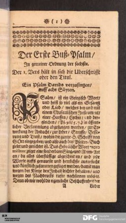 Der Erste Buß-Psalm