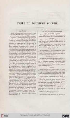 Table de deuxième volume