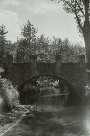 Dresdner Heide, Schwedenbrücke über die Prießnitz. Die Brücke überstand das Hochwasser von 1926