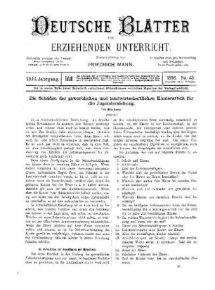 Die Schäden der gewerblichen und landwirtschaftlichen Kinderarbeit für die Jugenderziehung : (Schluss)