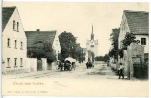 Luppa, Straße : Luppa. Straße mit Pferdewagen