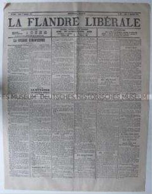 Belgische Tageszeitung "La Flandre Libérale" aus der ersten Phase des 1. Weltkrieges
