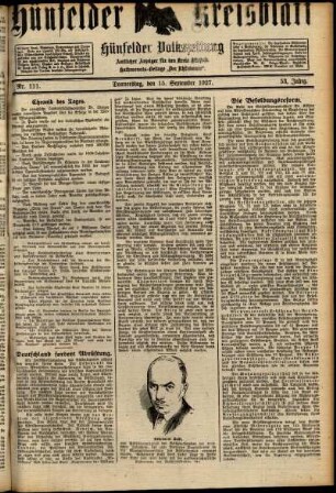 Ausgabe vom Donnerstag, den 15. September 1927.