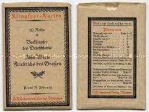 Umschlag mit 8 Postkarten mit Zitaten von Friedrich II.