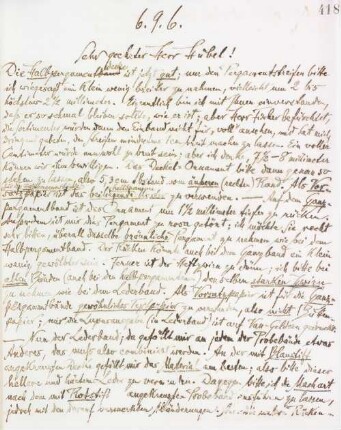 Brief an die Buchbinderei Hübel & Denck