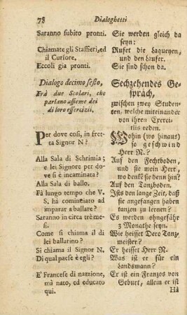 Dialogo decimo sesto / Sechzehendes Gespräch