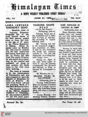 No. XLIV (21 June 1959)