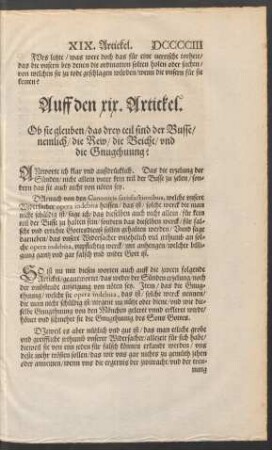 Auff den xix. Artickel.