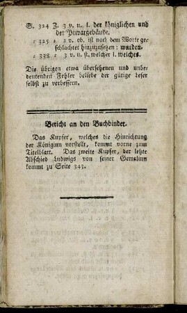 Bericht an den Buchbinder.