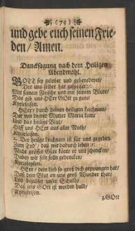 Dancksagung nach dem Heiligen Abendmahl.